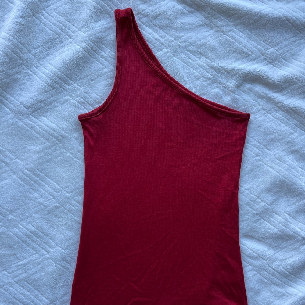 One strap red tank